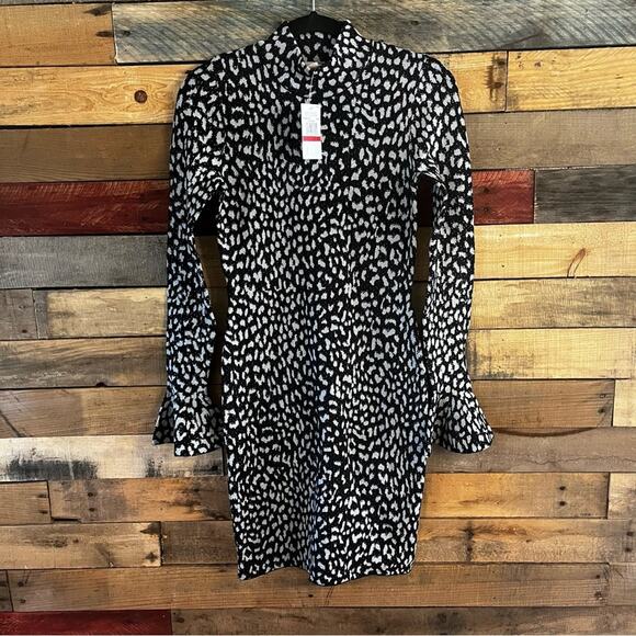 Michael‎ Michael Kors Black And Silver Metallic Animal Print Dress Size XS - Picture 1 of 10